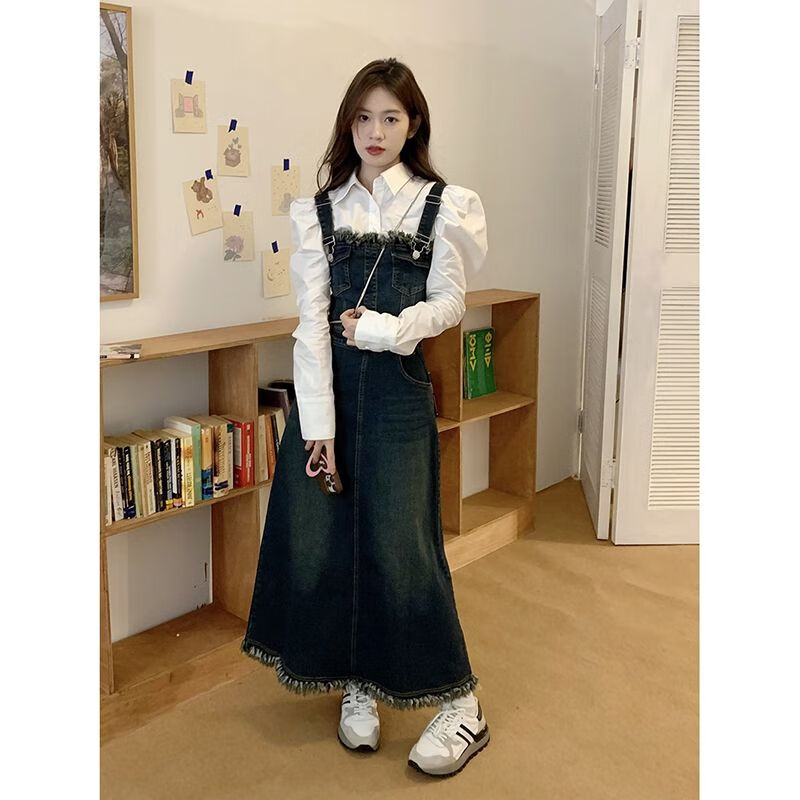 戈森凡(gesenfan)适合小个子女生冬天穿的显高显瘦背带裙复古流苏背带