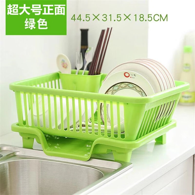 碗架厨房用品沥水碗架厨房碗盘置物架碟筷子收纳架收纳篮置物架 正面超大号绿色