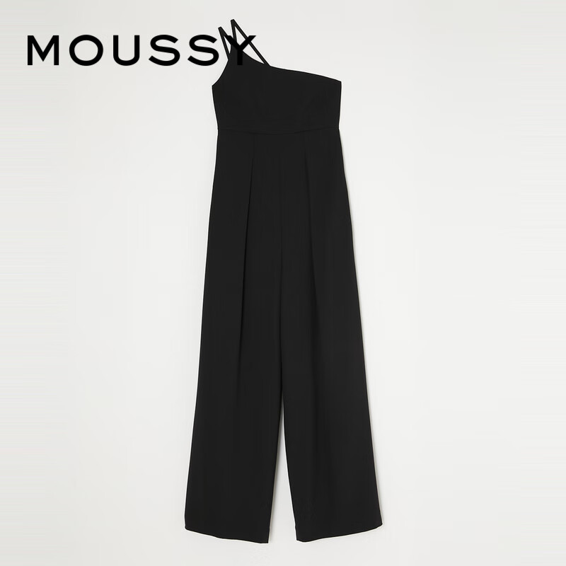 moussy 女裝新款設(shè)計(jì)感通勤雙肩帶露肩連體褲女010GSG30-1840 020黑色 M