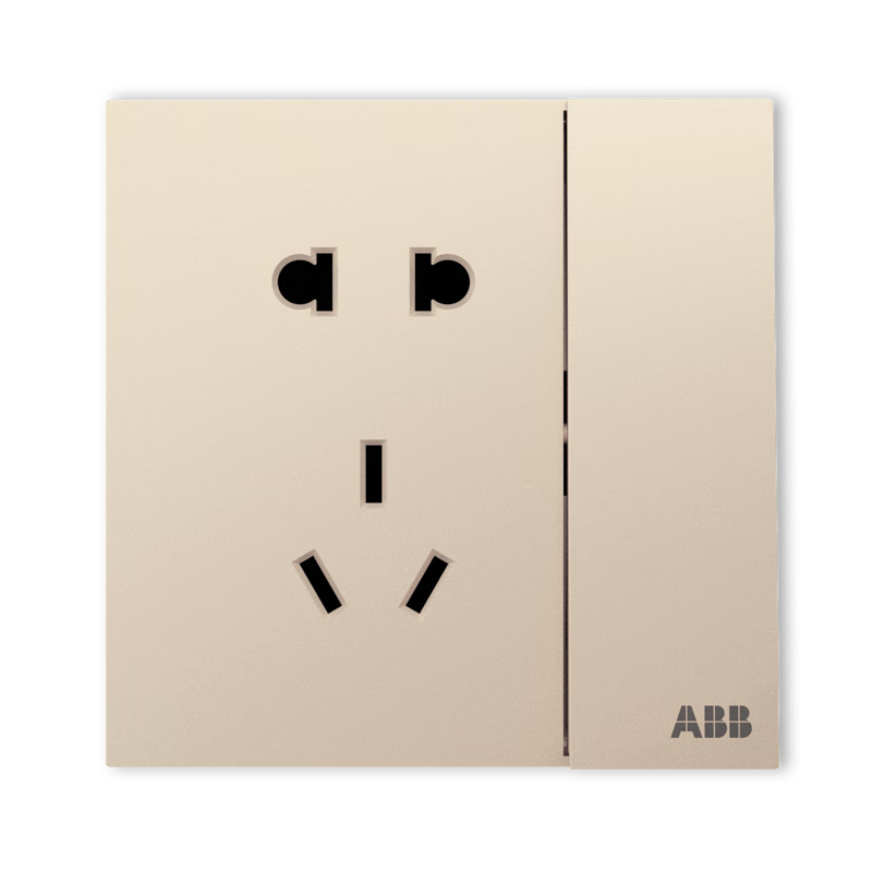 ABB 盈致系列 金色 五孔带开关（可单独控制灯）五只装