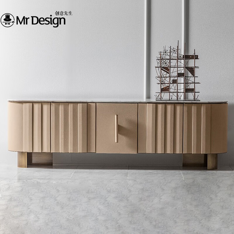 简奢大理石电视柜整装极简地柜定制 高密度人造大理石 电视柜【250*50