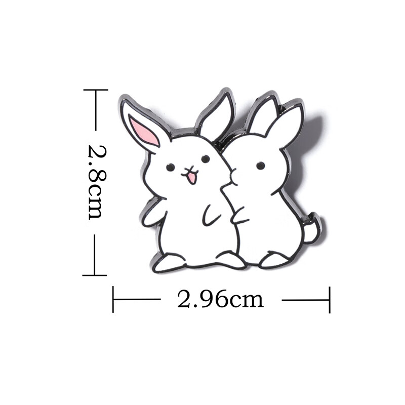 halder两只兔子徽章情人节胸针可爱啵唧情侣女小白兔 啵唧兔子 合金