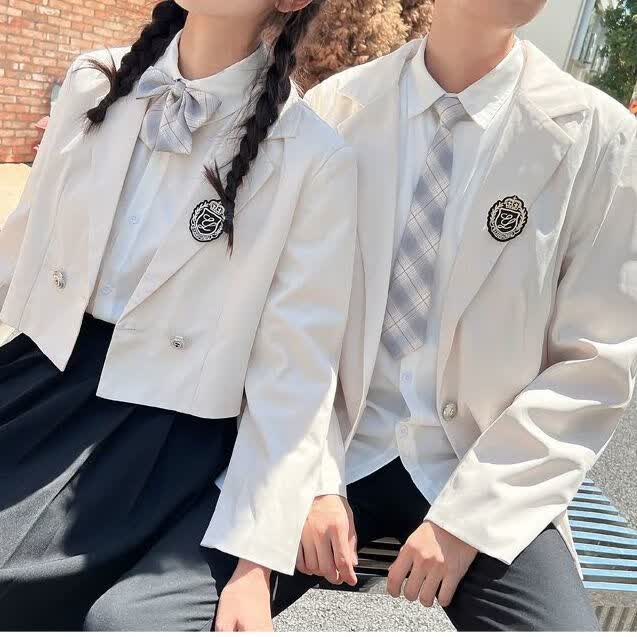 高中生大学生歌咏朗诵初中高班服学院风白西 白色衬衫【不分男女】 s