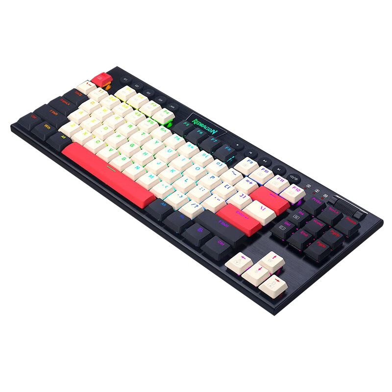 红龙(REDRAGON) 矮轴机械键盘 无线有线蓝牙三模 疾速触发全键无冲宏编辑多媒体滚轮 超薄办公游戏键盘 K621灰黑红-红轴
