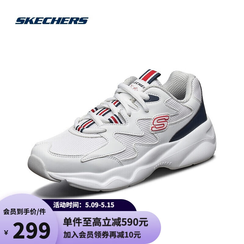 Skechers斯凯奇女鞋休闲运动熊猫鞋88888105 白色/蓝色/红色 36.5