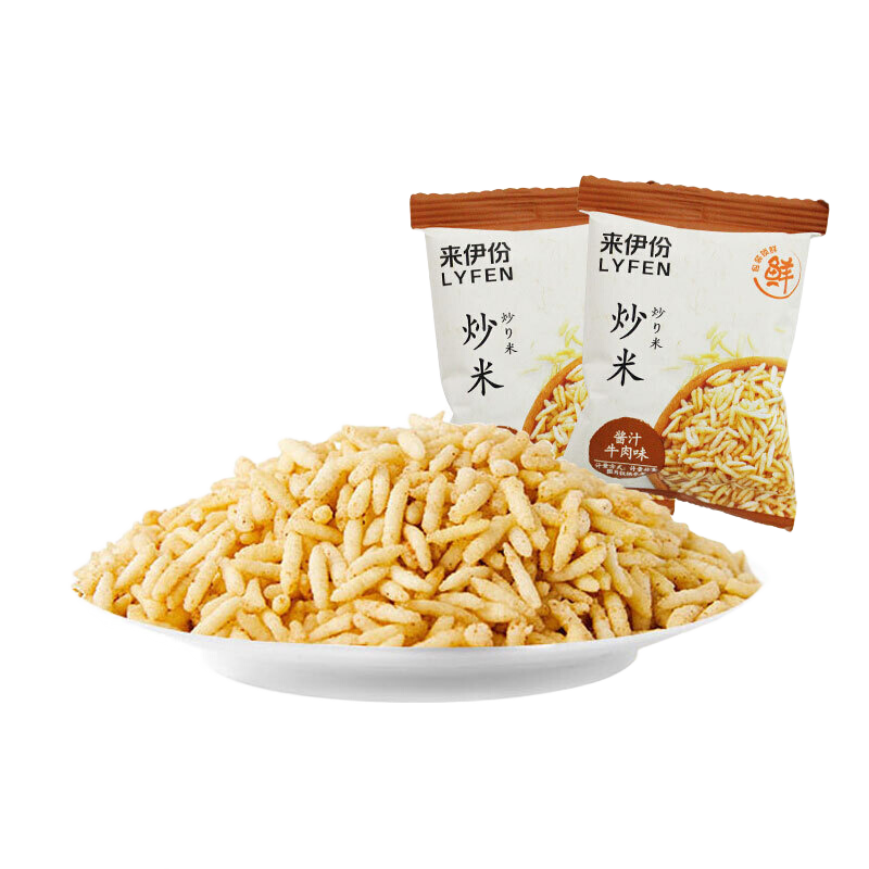 來伊份炒米醬汁牛肉味童年回憶香脆小米下午茶小包裝小吃休閑零食來一份 醬汁牛肉味炒米 1kg(內(nèi)約62小包)