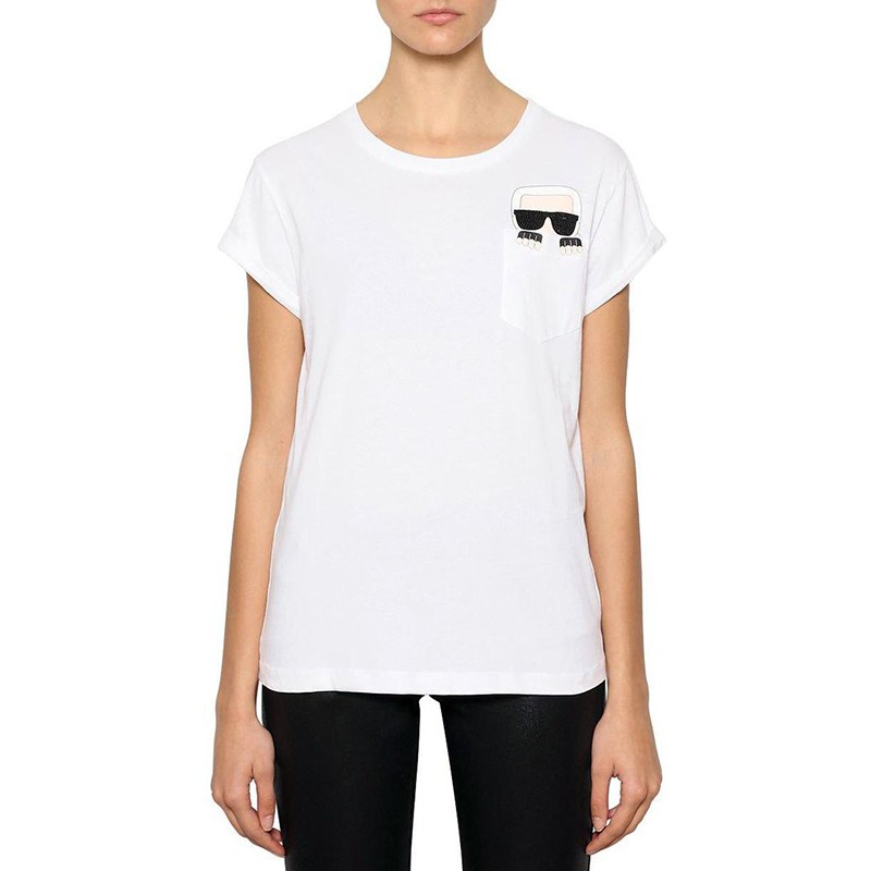 karl lagerfeld 卡尔拉格斐 女士棉质老佛爷印花短袖t恤衫 19kw1727