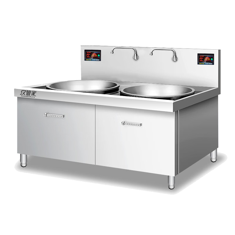 汉管家hgj-d90 304不锈钢双头大锅灶 380v/ 1600*1100*1200mm 12kw*2