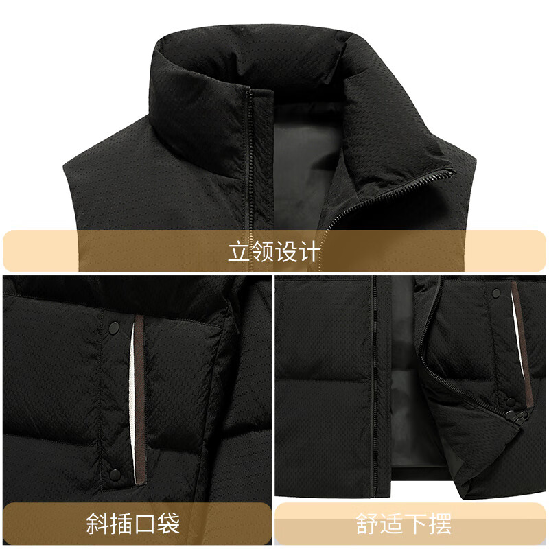 雪中飞男士羽绒服鸭绒立领马甲秋冬季保暖防寒时尚宽松羽绒背心190