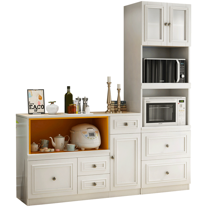 慕澜(MULAN)餐边柜厨房高柜立柜现代简约收纳柜储物柜组合客厅微波炉烤箱柜 C02白色