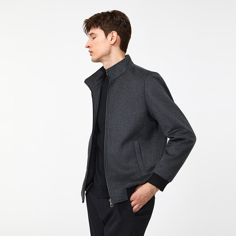 金利来【商场同款】金利来GY夹克男立领秋冬季含羊毛防风保暖外套上衣 黑色 L