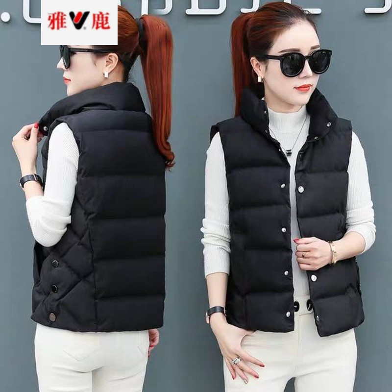 雅鹿羽绒服马甲女旗舰款马甲女秋冬新款修身显瘦时尚百搭韩版立领短款
