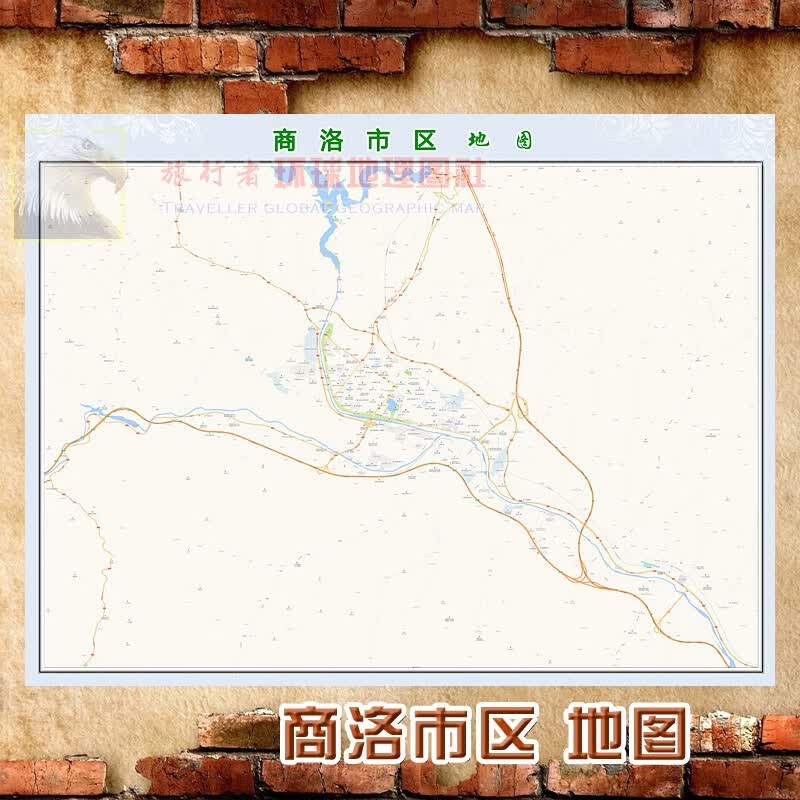超大巨幅 商洛市区地图墙贴定做 城市城区海报2023新版装饰画芯 商洛市区地图 防水化纤油画布123*160（巨大、推荐）单幅张贴
