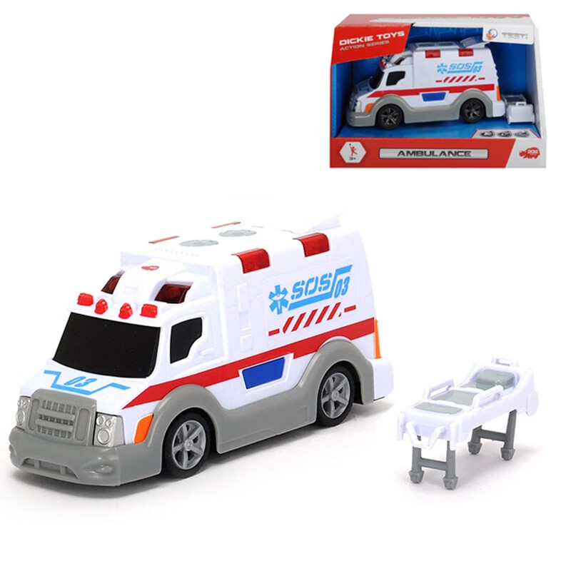 DICKIE迪奇儿童仿真模型救护车玩具男孩声光救援车玩具3-6岁惯性车套装 DK203302004仿真城市救护车