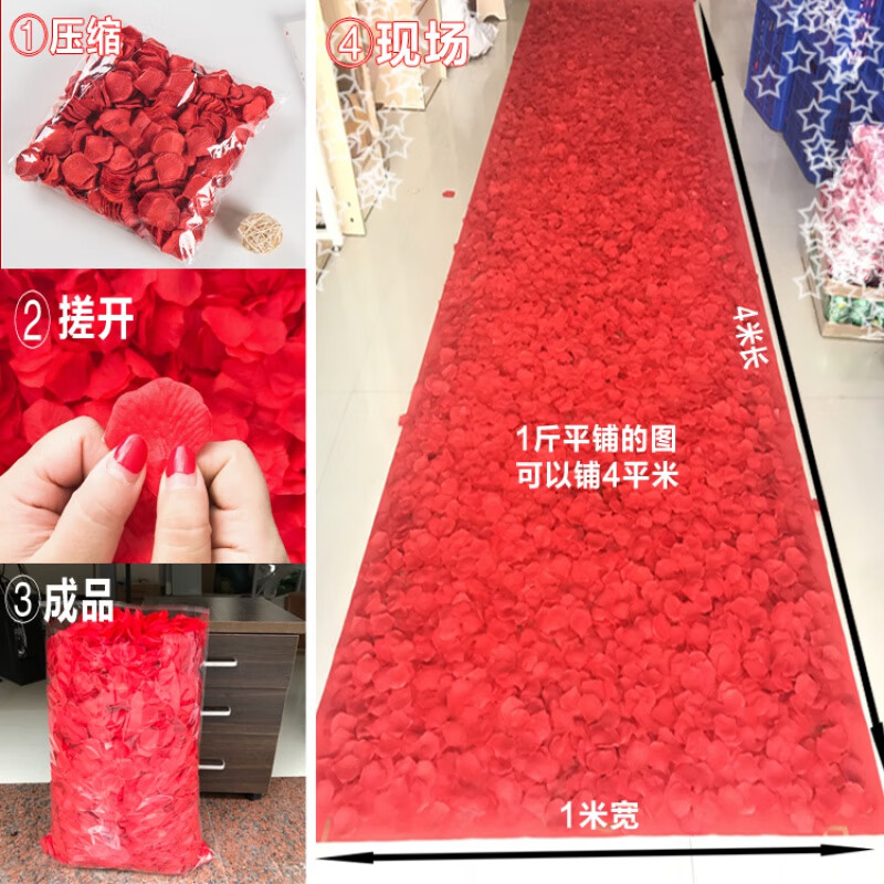 XMSJ仿真玫瑰花瓣布置婚庆假花装饰求婚生日表白舞台道具结婚礼手撒花 深蓝色 1斤约8000片
