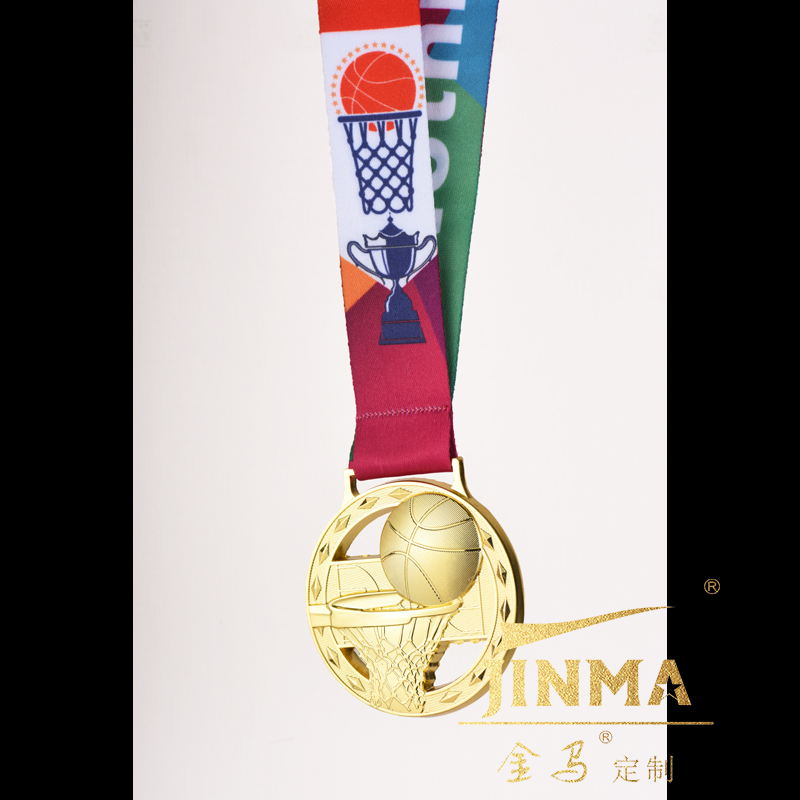 JINMA定制 篮球奖牌 金属奖牌 体育比赛颁奖 体育运动奖章 金色