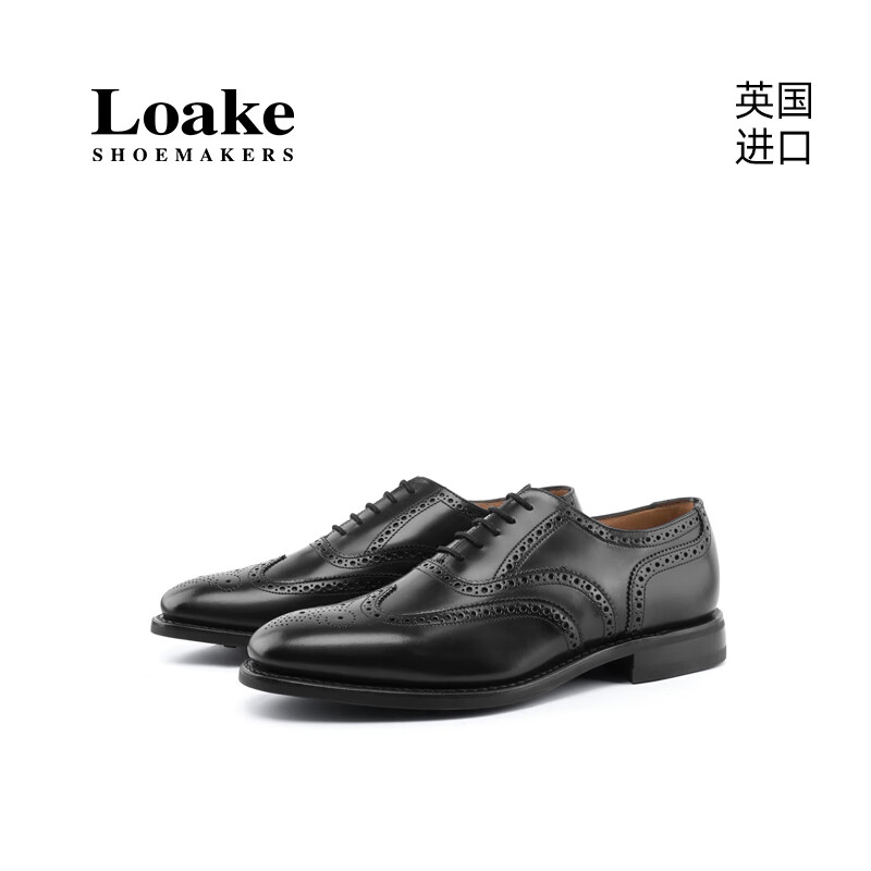 LOAKE洛克英国手工男士布洛克雕花牛津鞋英伦复古经典款皮鞋 302 黑色 6(40码)