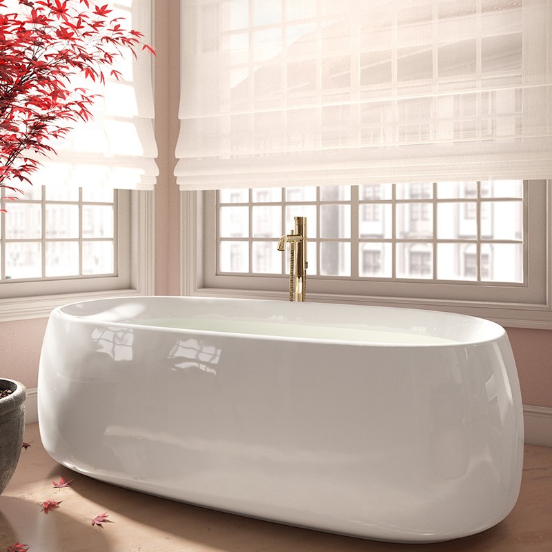 7米悠浮家用晶雅浴缸pjy1744hpw (08-a) 原装下水【带扶手】送专配