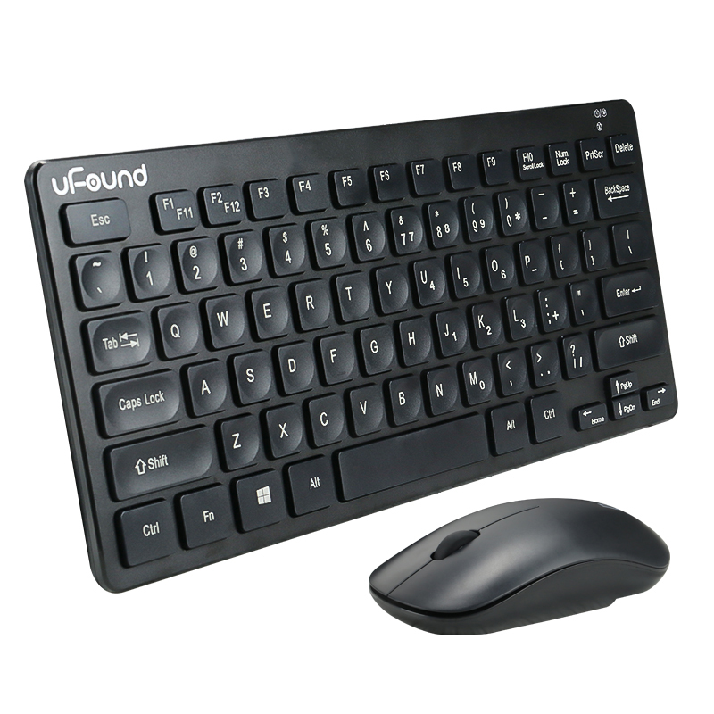方正(uFound)R7571无线键盘鼠标套装 笔记本电脑键盘鼠标套装小巧型无线 办公巧克力水滴键帽便携键盘 黑色
