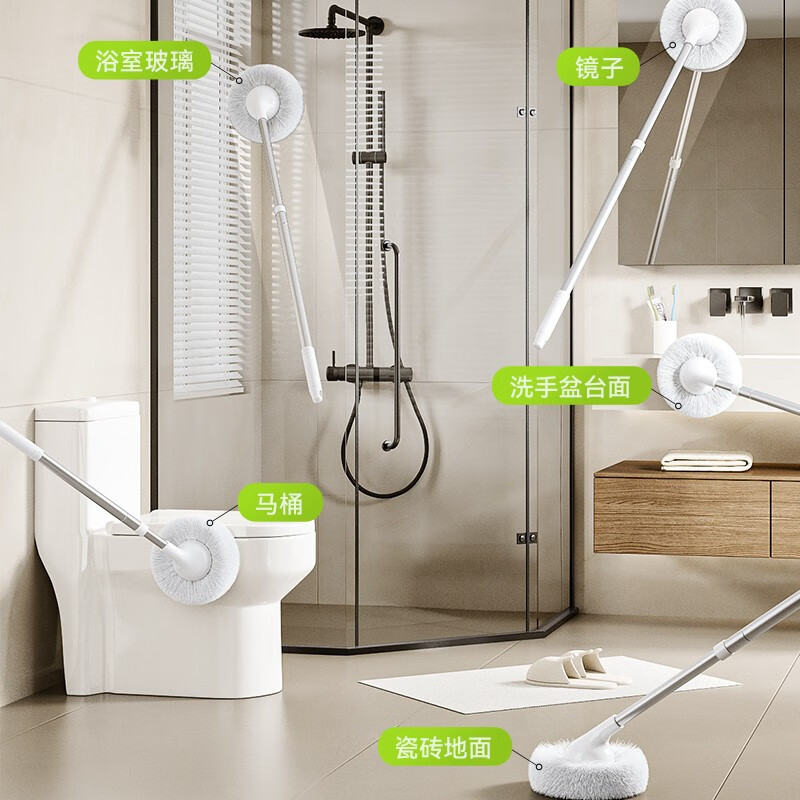 苏力达日本卫生间地刷软毛无死角长柄家用浴室浴缸刷墙面瓷砖清洁刷地板 加长浴室软毛刷80-123cm【可拆卸】白
