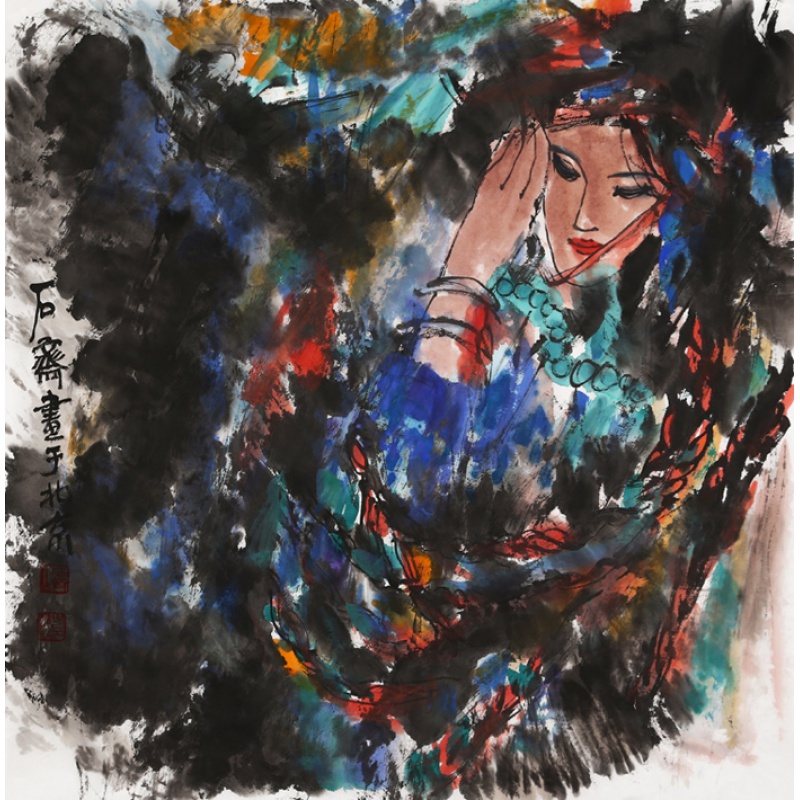 名家石齐人物国画精品四尺斗方当代字画手绘写意名人书画作品收藏纯