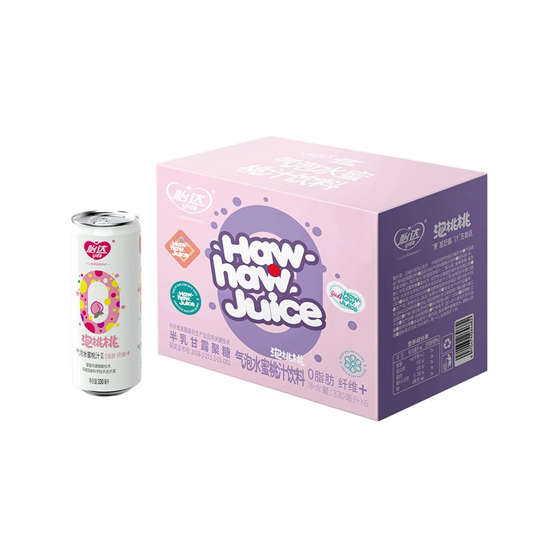 106001-怡达 果汁气泡水饮料礼盒 330ml*6罐 泡桃桃-详情图