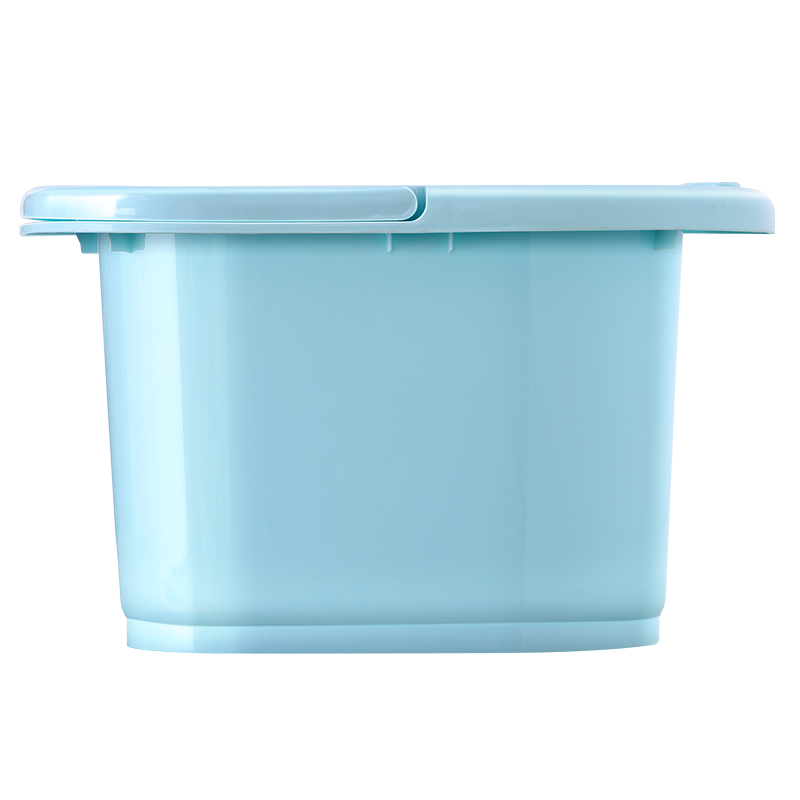 家杰优品 浴室用品 泡脚桶 按摩泡脚桶 加厚带滚轮水桶1个 蓝色