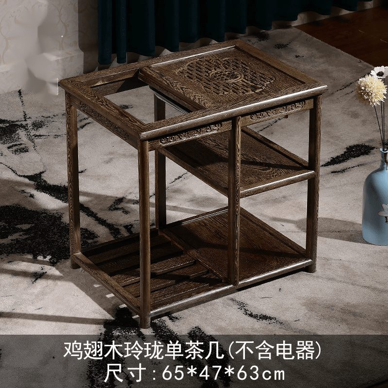 临宝得乐实木仿古小茶桌功夫茶几可移动中式茶台鸡翅木泡茶桌茶车茶水