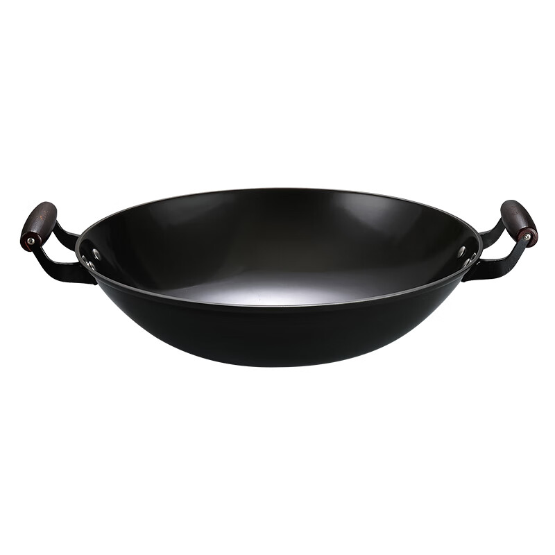 十八叔双耳圆底 广西陆川铁锅双耳炒锅家用生铁铸铁锅老式铁锅原生铁 40cm双耳圆底+锅盖+锅铲