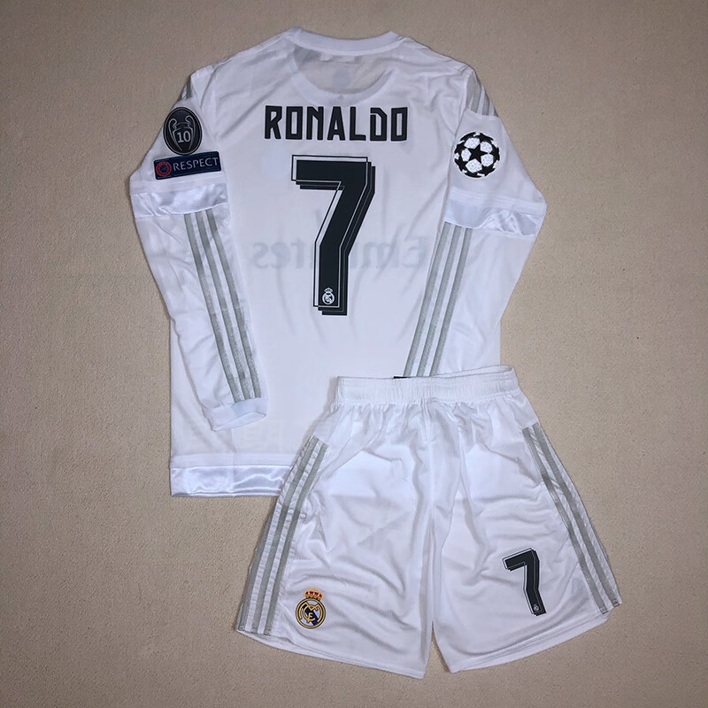 茸耀15-16皇马球衣主场欧冠版短袖7号c罗足球服4号拉莫斯复古长袖套装