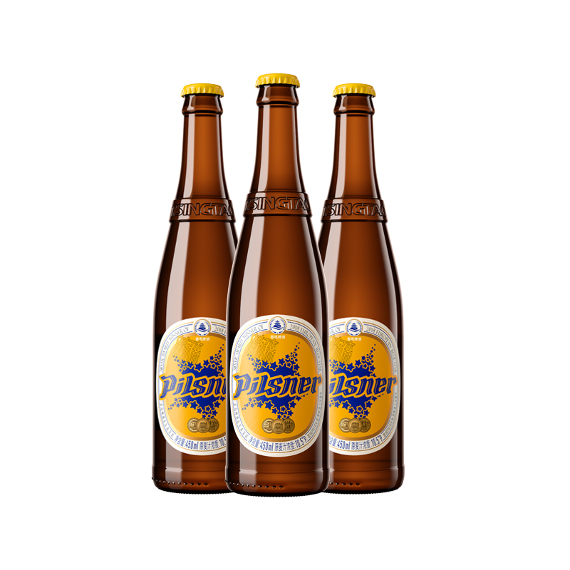 青岛啤酒皮尔森啤酒 自然发酵纯麦啤酒 450mL 12瓶