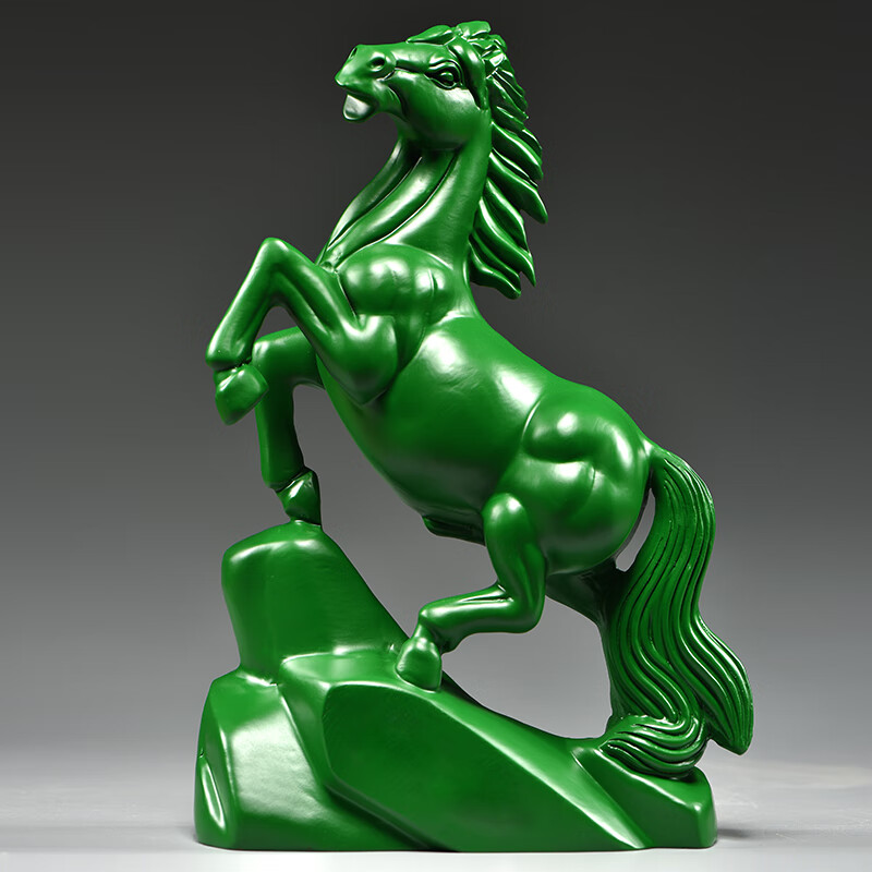 绿色实木马到成功摆件绿马护体马上安康客厅办公室桌面装饰送礼品