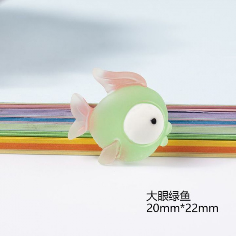 卡通小鱼螃蟹diy儿童发饰胸针材料粘贴 片七夕情人节生日礼物 大眼绿