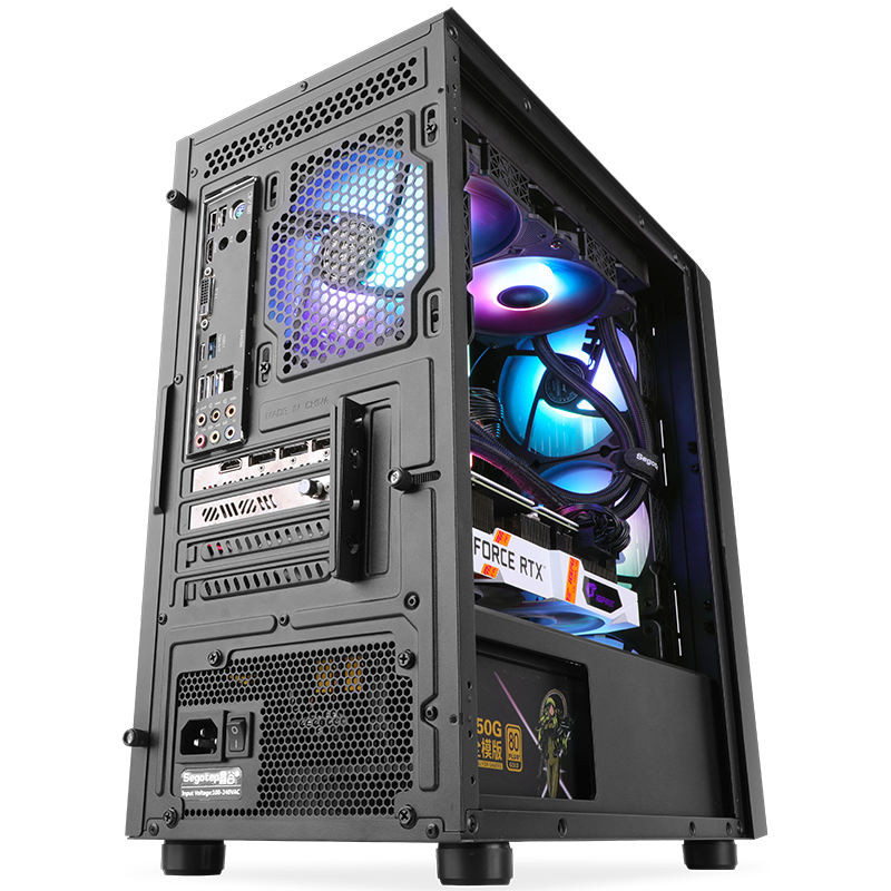鑫谷(segotep)赛博h1黑色机箱(rgb流光可控面板/顶置240/matx主板位/