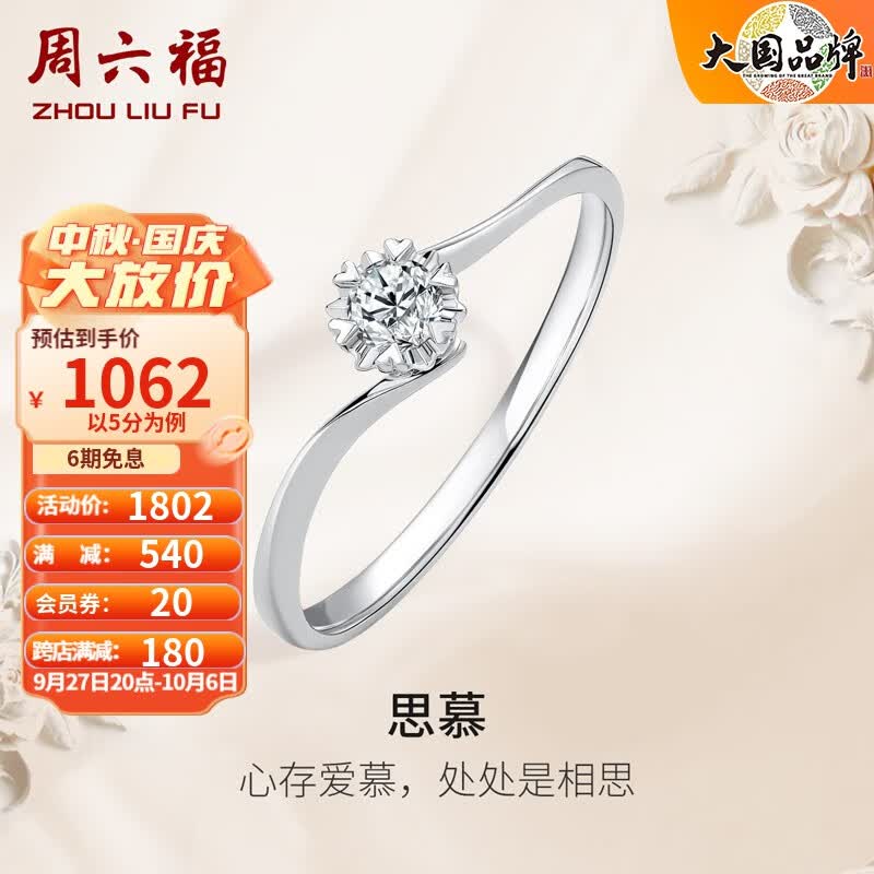 周六福（ZLF） 18K金钻石戒指女璀璨闪耀克拉效果六爪结婚求婚钻戒 5分 16号属于什么档次？