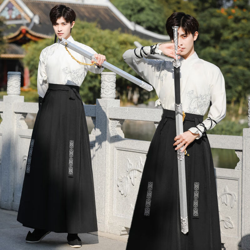 凤桐花秋季新款汉服男款中国风武侠风魏晋制交领襦裙演出套装表演服 a