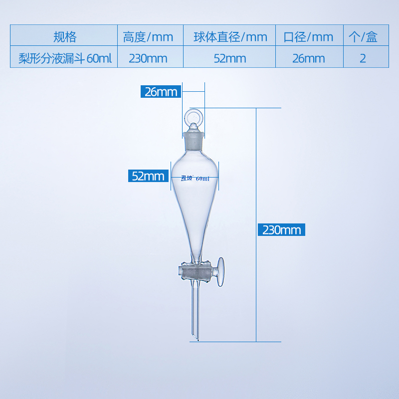 适配湘玻 梨形分液漏斗梨型聚四氟具标口活塞250/500/1000ml 湘波