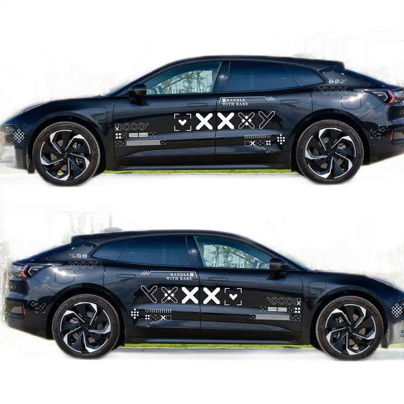 蘭佰晨適用于2023款極氪X001貼紙改裝印花集CSGO裝飾貼紙車貼拉花 材質(zhì):車身兩側(cè)(黑色貼紙)