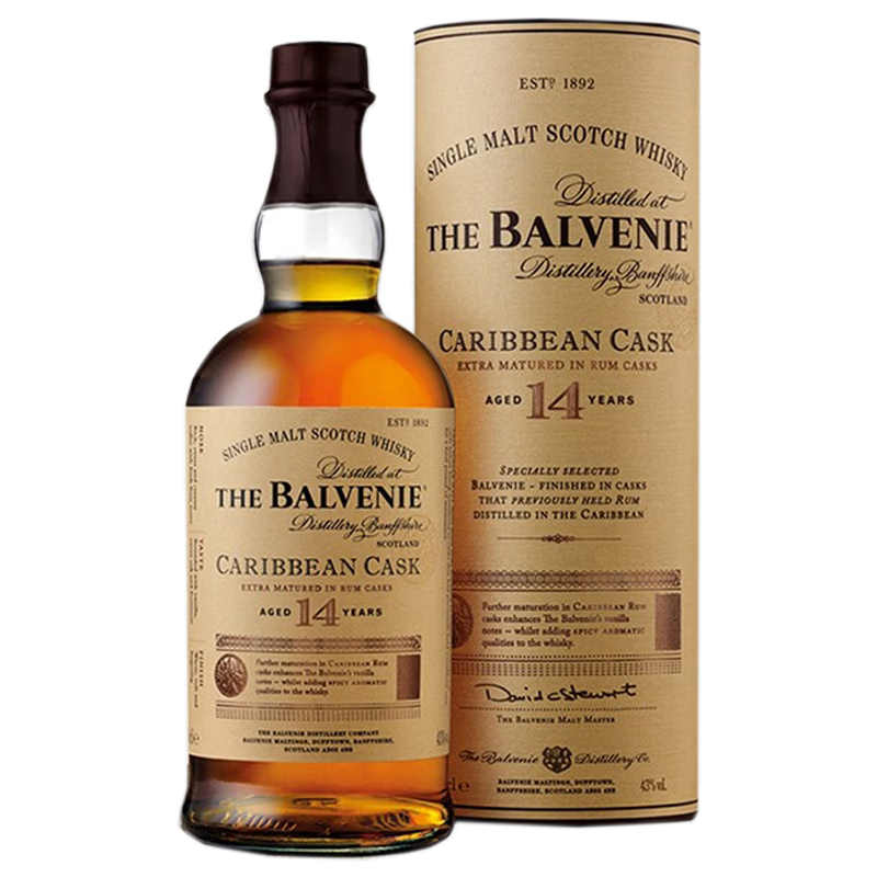 THE BALVENIE 百富 14年  加勒比朗姆桶 单一麦芽 苏格兰威士忌 43%vol 700ml 礼盒装