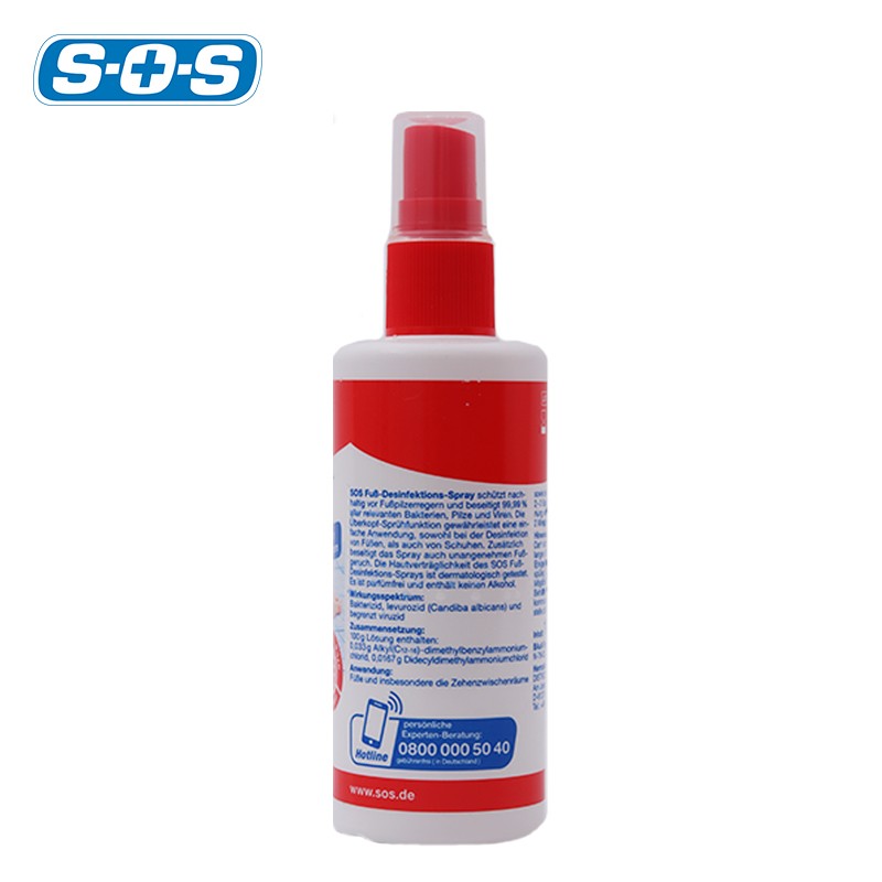 SOS德国原装进口脚气水100ml脚部除味喷雾除异味足部抑菌消毒旅行装 1盒装止痒祛臭味 100ml 1瓶