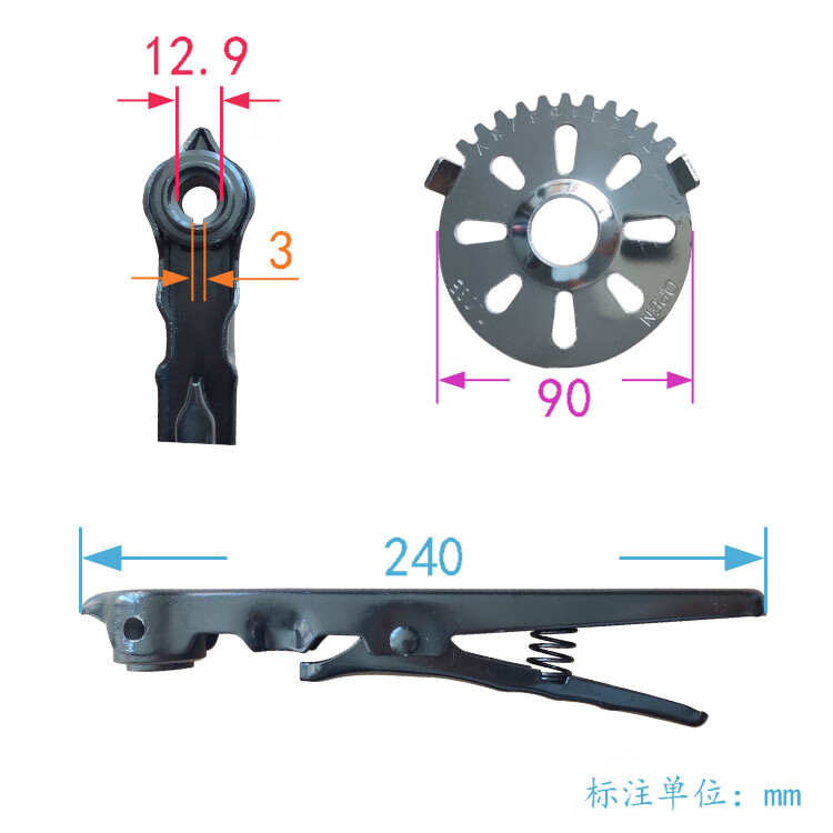 蝶阀手柄 钢制不锈钢冲压扳把 阀门开关扳手 圆方孔 配件 dn40钢制