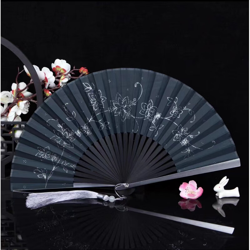 钛合金扇子男生兵器铁扇子纯金属防身扇子高级折扇铝合金材质 几何