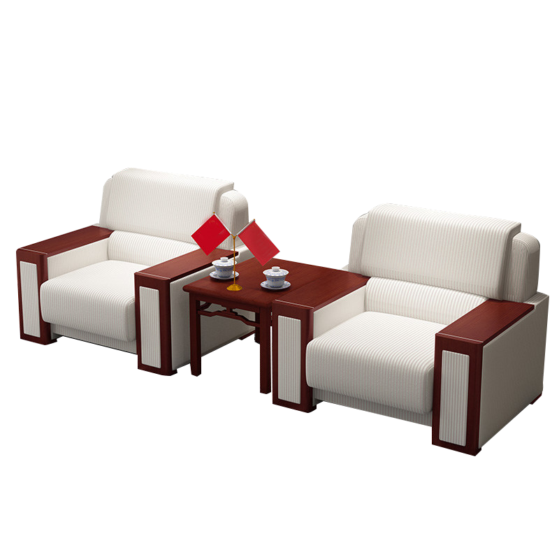 隆旭 办公室会议沙发贵宾商务接待洽谈沙发简约中式布艺沙发 单人位+单人位