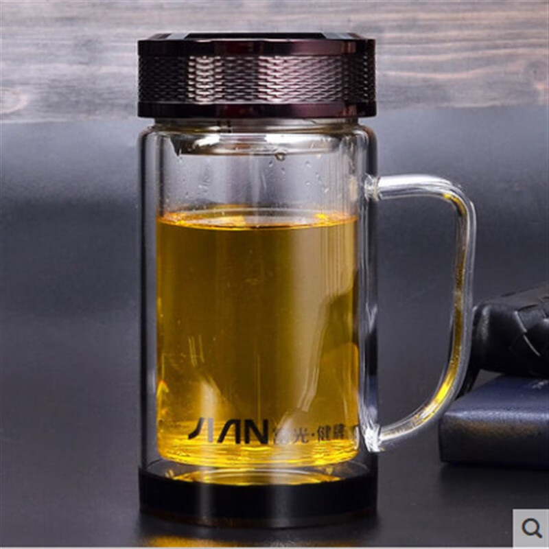 富光水晶玻璃杯 320ml水杯男士有手柄办公泡茶杯子 320ml水晶底带手柄