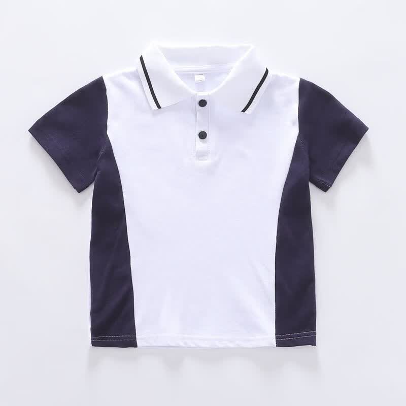 山头林村小学生校服t恤短袖百搭单t纯棉天蓝色儿童班服英伦幼儿园园服