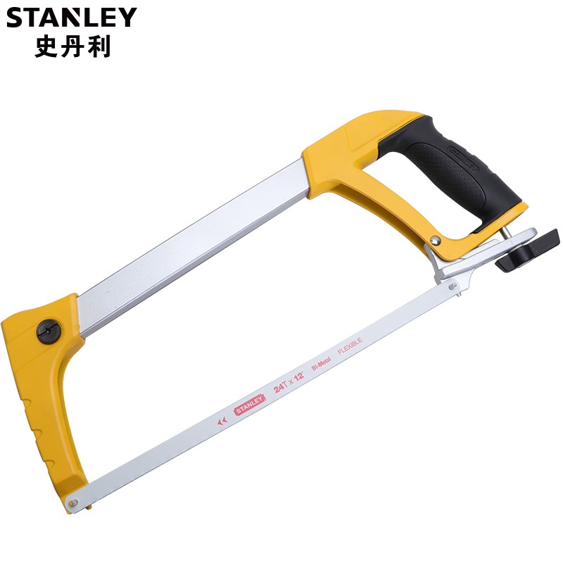 史丹利（STANLEY）铝合金方管钢锯架家用手工锯子强力手锯金属切割锯手用锯弓12英寸 带锯条 STHT20140-8-23