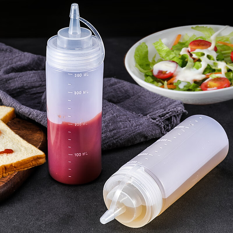 诺派（NUOPAI）挤压瓶家用调料瓶创意塑料沙拉酱挤压瓶调料器皿个性厨房用挤酱瓶600ml2件套 C6862