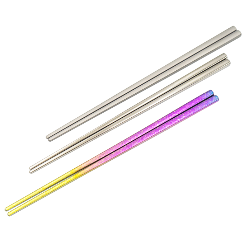 鈦途（TITO TITANIUM） 純鈦筷子全方99.5%鈦合金筷子空心戶外餐具露營便攜輕便 冰花藍紫-簡裝