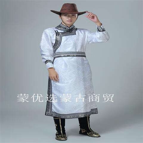 hot keke新款蒙古服装蒙族男装演出服少数民族男士长袍成人舞蹈表演服