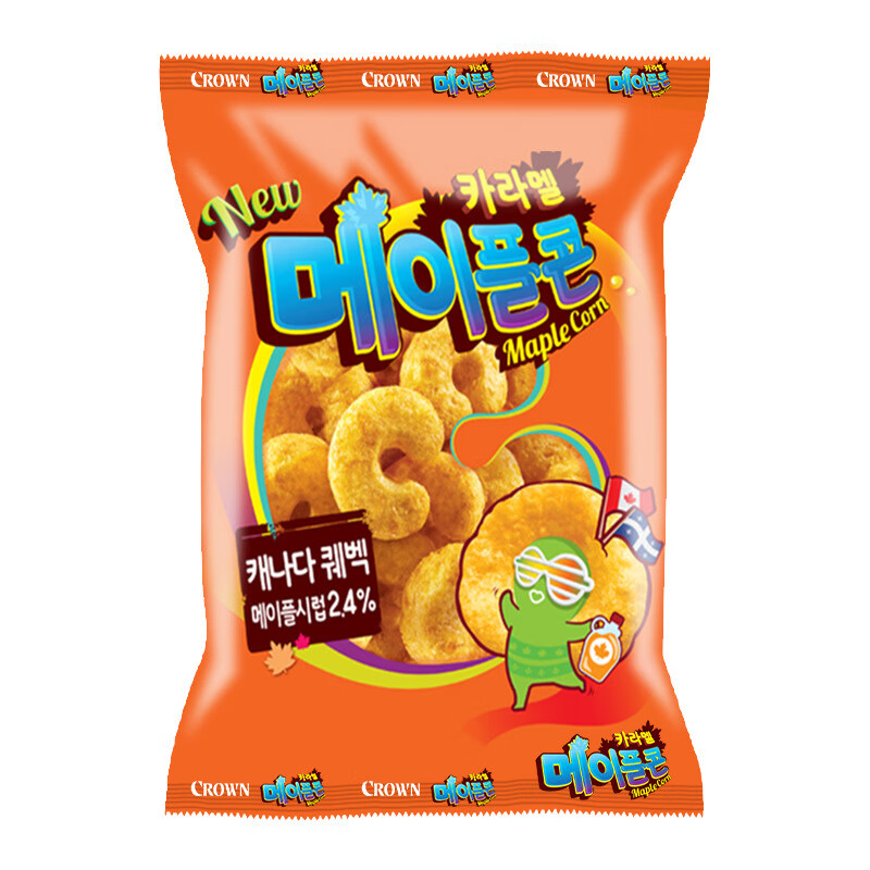 克麗安韓國進(jìn)口CROWN克麗安吉事果花生膨化玉米卷脆條休閑食品零食小吃 裹糖漿玉米脆74g